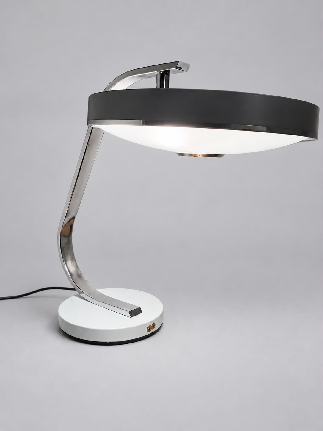 Chrome and black mid-century desk lamp